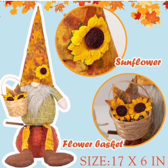 NWT- Set of 3- Fall Harvest Gnome Decorations on Pumpkin Bases 🍁🌻 - Picture 4 of 9